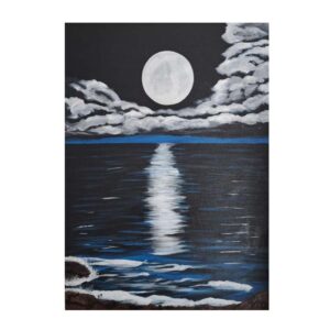 La Luna, pintura de Marta Pesaola, artista y alumna de Taller Manduca, Maldonado, Uruguay