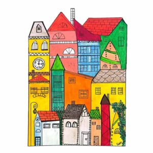 Cuadro de Teresita Mamola, realizado con acuarelas. Alumna de Taller Manduca, Maldonado. Espacio de arte y escuela