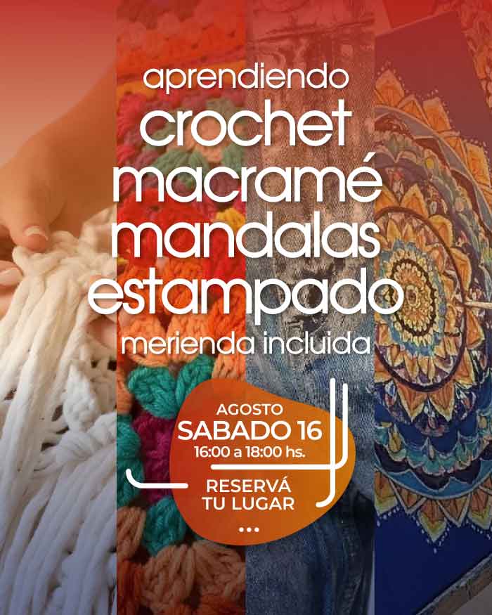 aprendiendo crochet, macrame, mandalas, estampado, taller manduca